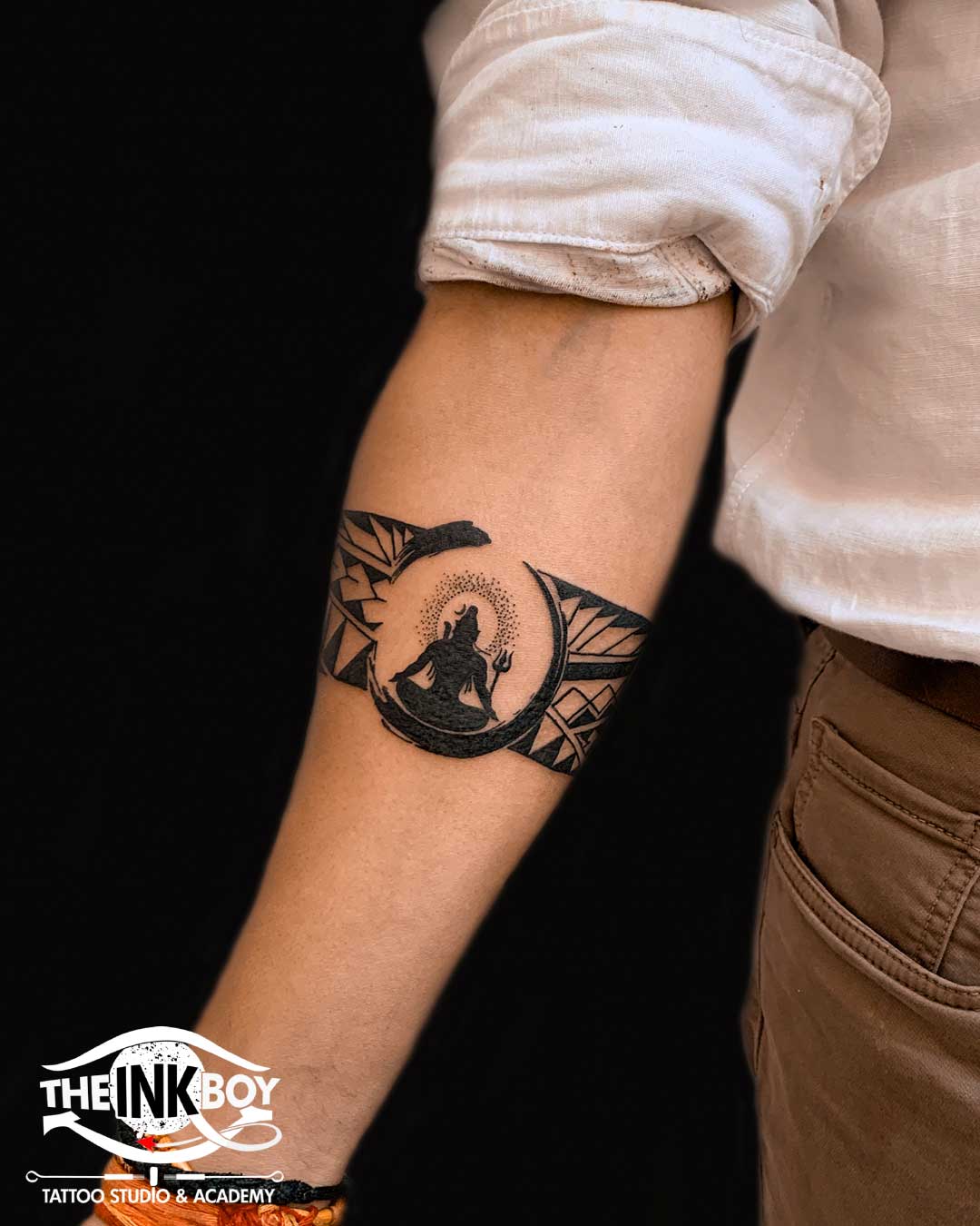 Om With Trishul Tattoo Best Tattoo Studio in India Black Poison Tattoos