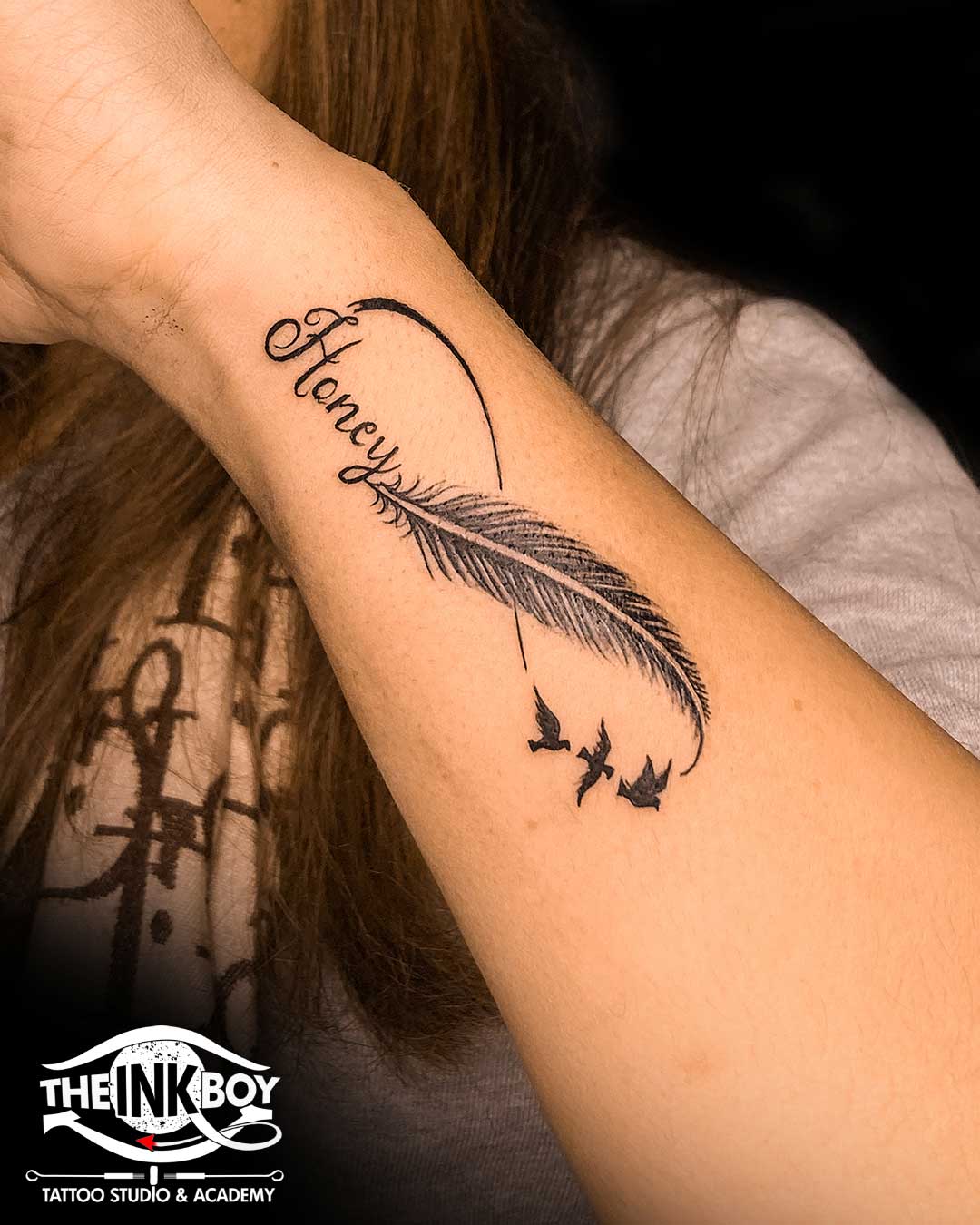 Infinity Feather Tattoo With Birds - Temu